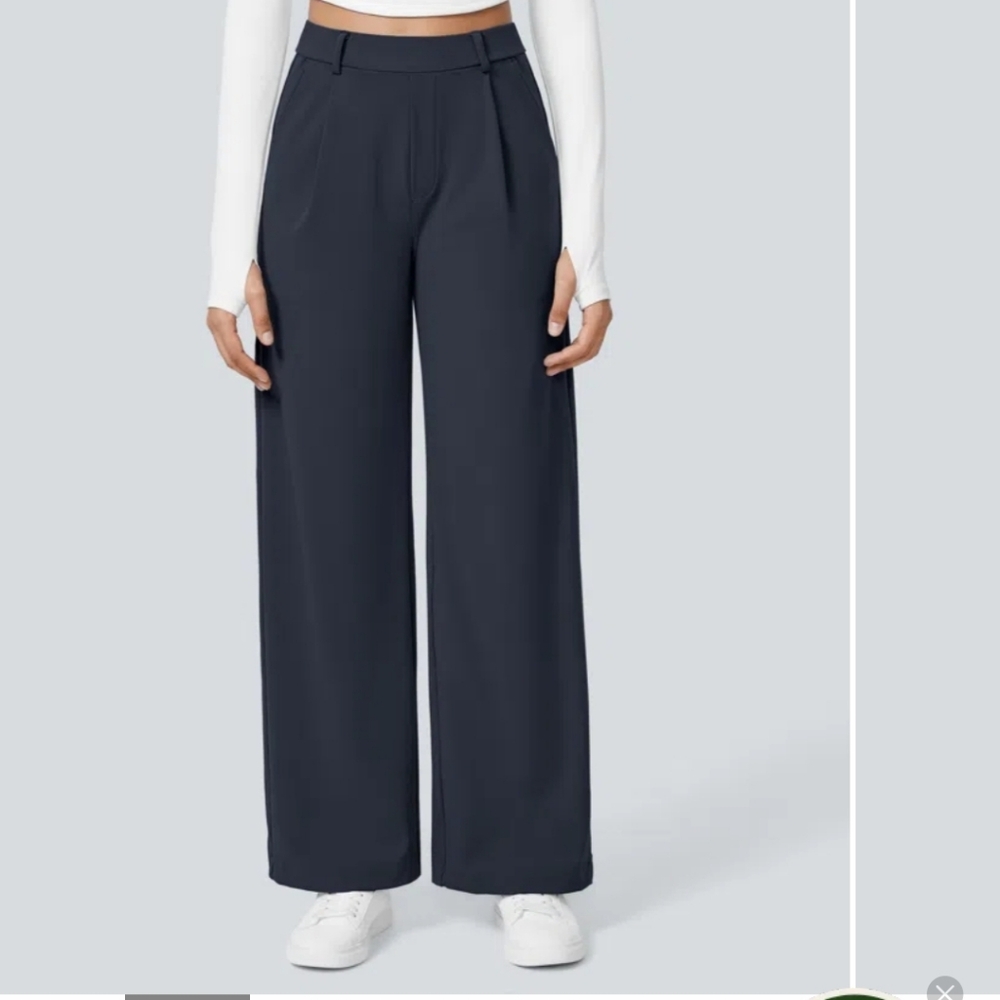 HALARA Light Navy Wide-Leg Pants- SMALL